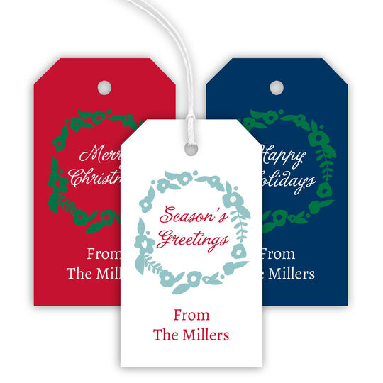 Holiday Wreath Hanging Gift Tags